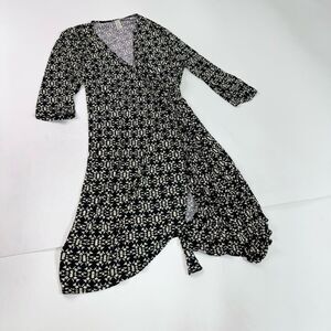 Emma & Michele Black and White Midi Wrap Dress